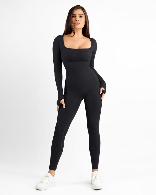 Seamless  Square Neck One Piece Sport Jumpsuits