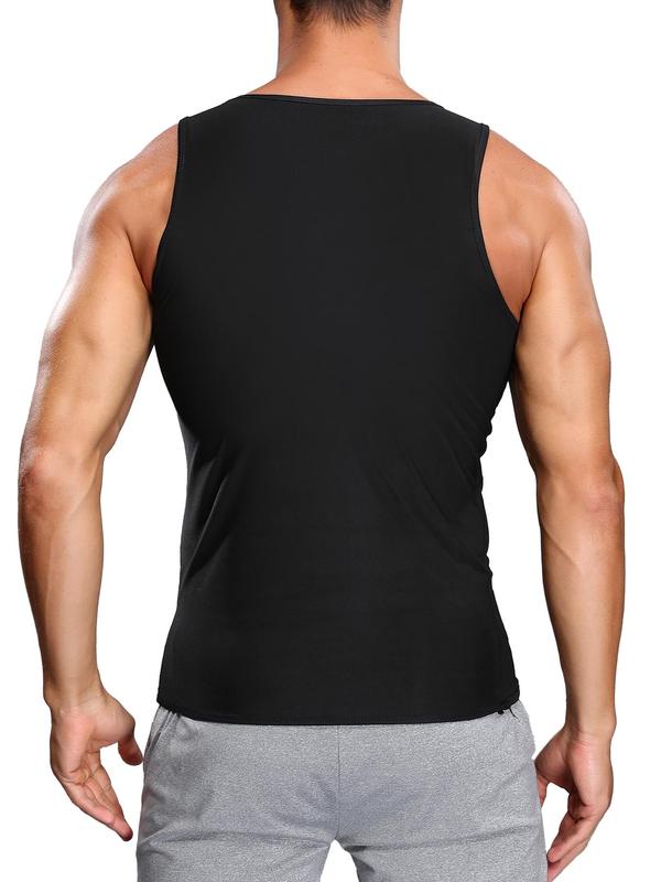 Men's Solid Sauna Tank Top, Compression Tummy Control Shapewear Vest, Men's Shaper for Daily Wear