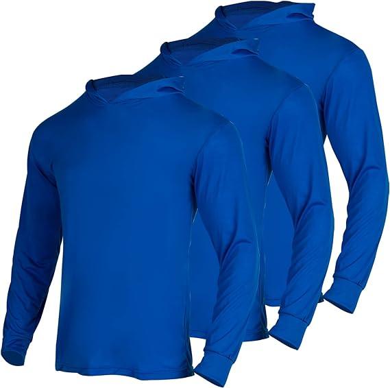 3 SHIRT PACK Hi Vis Long Sleeve Safety Shirt With Hoodie, Quick Dry Polyester Birdeye mesh   Ultra lightweight hoodie shirt Reflective Thin Pullover Long sleeves ( 3 SHIRTS PER ORDER)