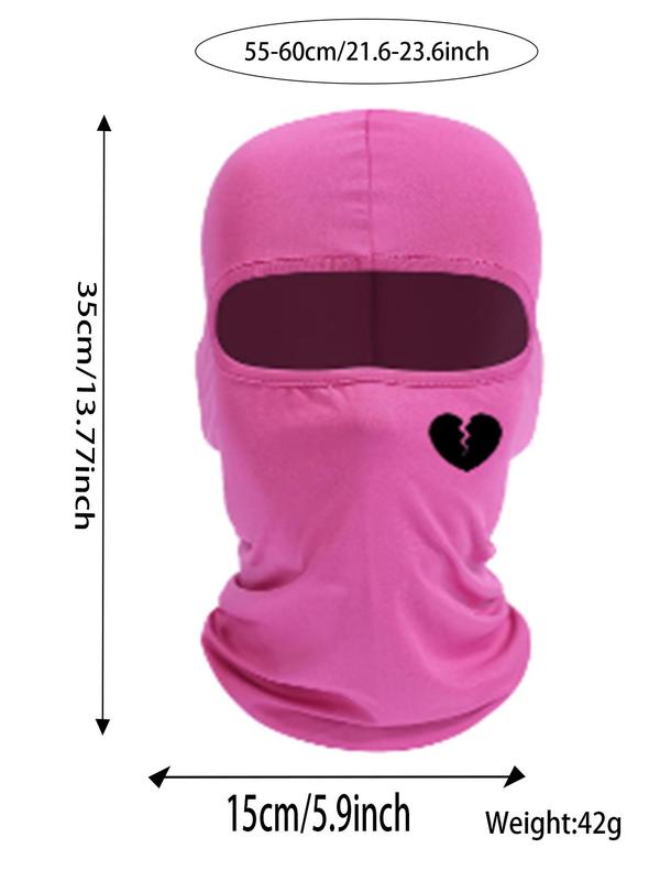 2024 New Trendy Heartbroken Pattern Cycling Full Face Mask As Birthday Gifts, Breathable Sun Protection Windproof Cycling Balaclava Mask, Back To School Head Wrap