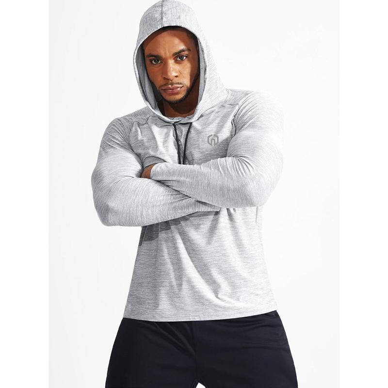 Men's Dry Fit Athletic Shirt Workout Running Long Sleeve Shirts with Hoods