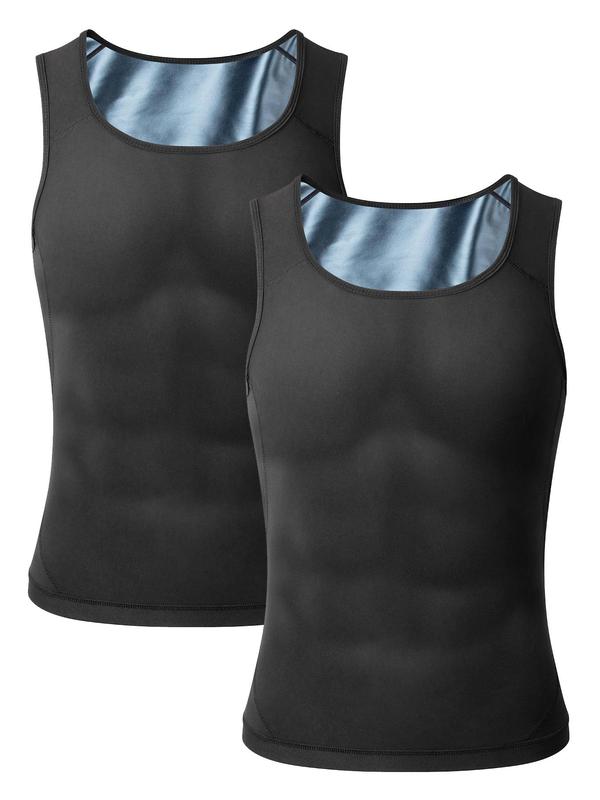 Men's Solid Sauna Tank Top, Compression Tummy Control Shapewear Vest, Men's Shaper for Daily Wear