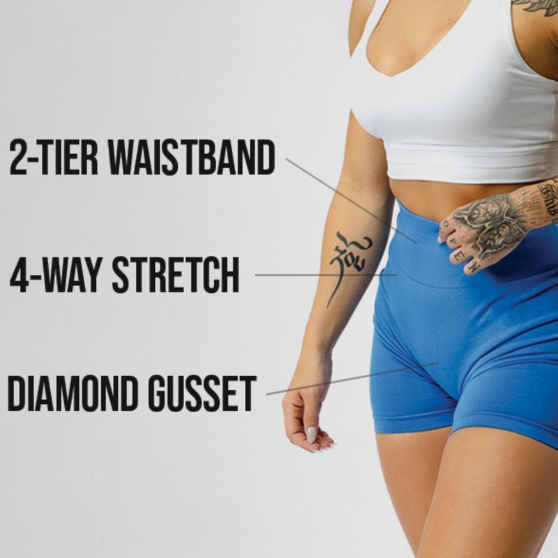 Women's high waist belly suction moisture wicking perspiration breathable, double belt. Squat protective running Yoga fitness body tight seamless high spring sports shorts Women's High