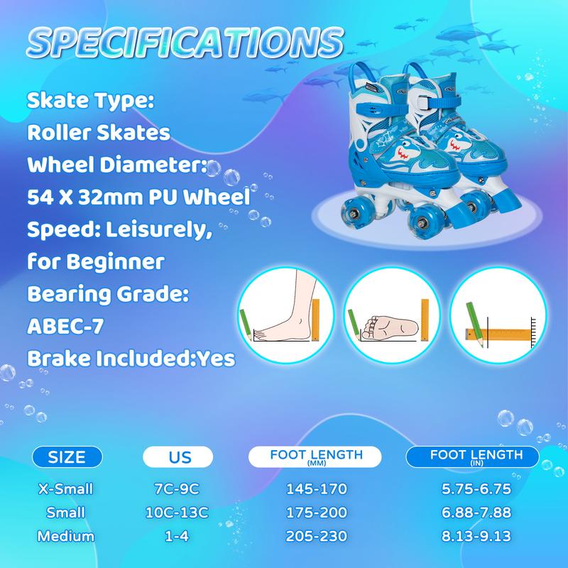 Nattork Adjustable Roller Skates - Blue Shark