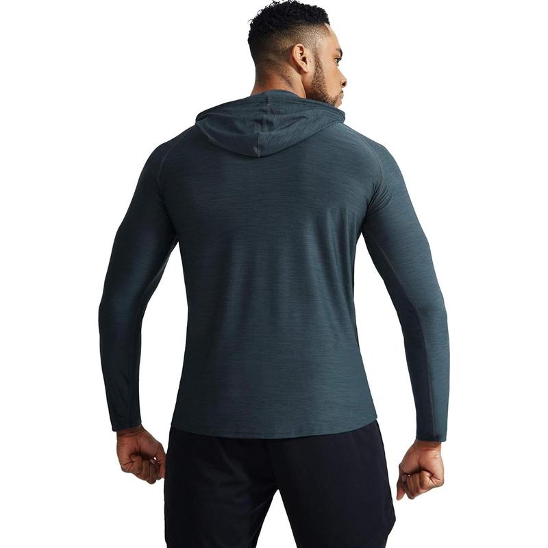 Men's Dry Fit Athletic Shirt Workout Running Long Sleeve Shirts with Hoods