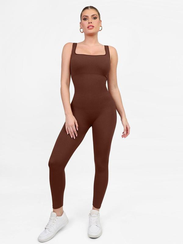 Seamless  Square Neck One Piece Sport Jumpsuits