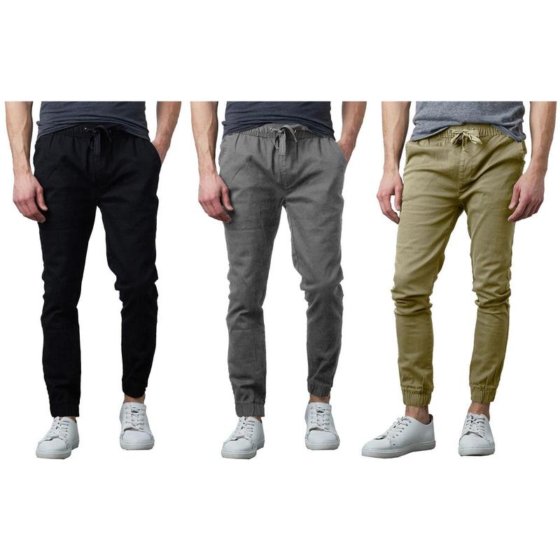 3-Pack Men's Classic Cotton Stretch Twill Jogger Pants