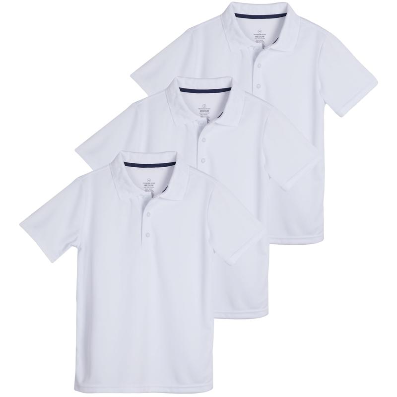 Real Essentials 3 Pack: Boy's Short Sleeve Polo Shirt - School Uniform Active Performance Golf (Ages 4-16)