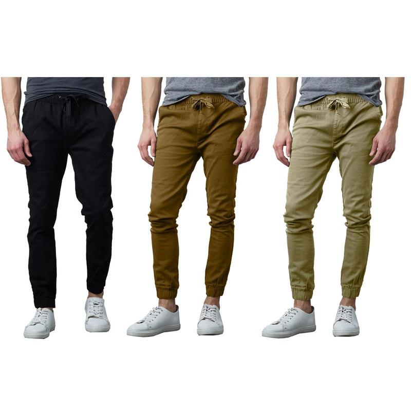 3-Pack Men's Classic Cotton Stretch Twill Jogger Pants