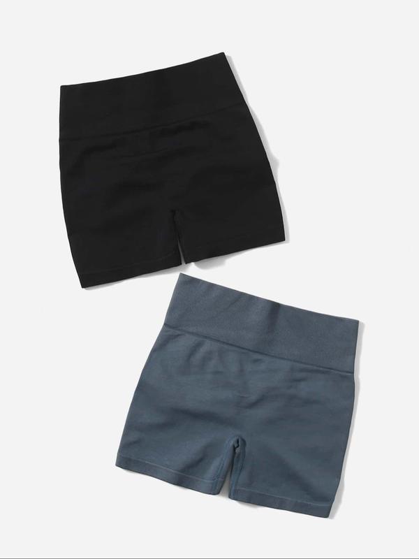 Women's 2pcs Solid Ruched High Waist Sports Shorts, Gym Shorts, Casual Comfy Breathable High Stretch Seamless Shorts for Yoga Gym Workout Running, Gym Shorts, Women Sport & Outdoor Clothing for Summer