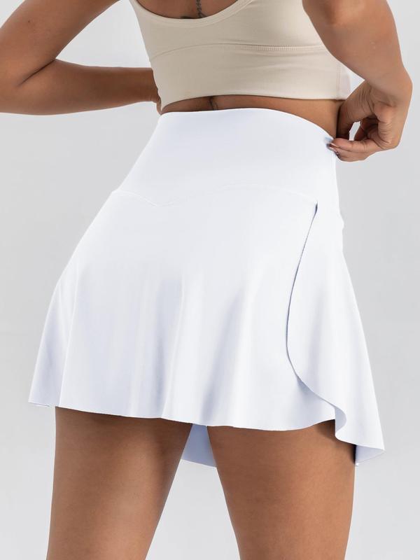 Women's Solid Pocket High Waist Sports Skorts, Simple Comfort Breathable Sporty Wrap Gym Shorts for Gym Workout Running, Tennis Skirts, Short Skirt, Pickleball Clothes, Tennis Outfits, Ladies Sportswear for Fall, Fall Bottoms for Back To School