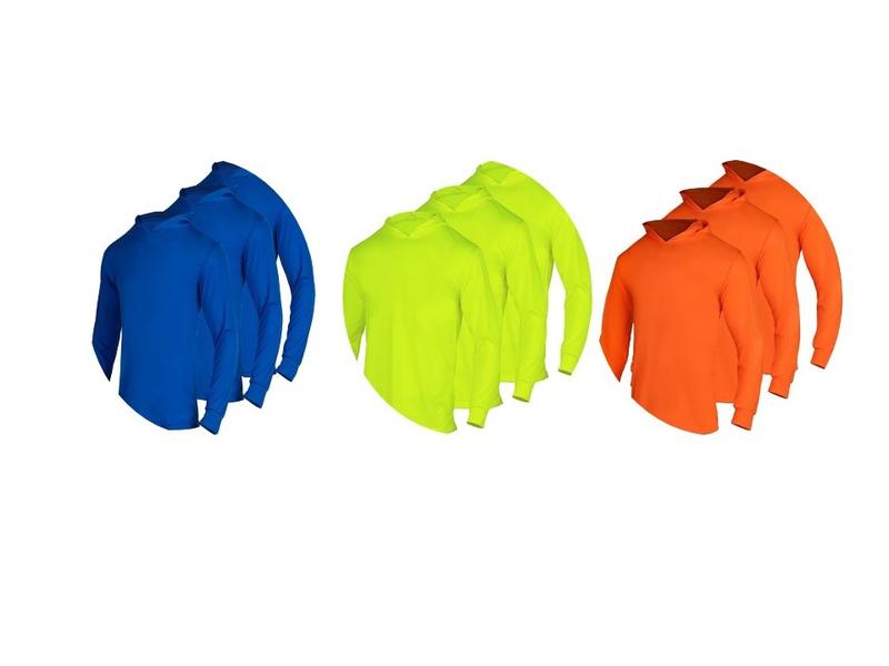 3 SHIRT PACK Hi Vis Long Sleeve Safety Shirt With Hoodie, Quick Dry Polyester Birdeye mesh   Ultra lightweight hoodie shirt Reflective Thin Pullover Long sleeves ( 3 SHIRTS PER ORDER)