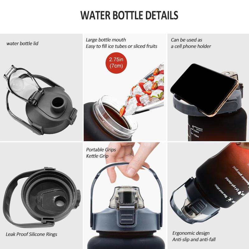 Portable Sports Water Bottle, Large Capacity Sports Drinking Cup with Time Marker, Dinkware for Outdoor Sports School Camping, Gym Accessories, Reusable Washable Drinkware, Summer Gift