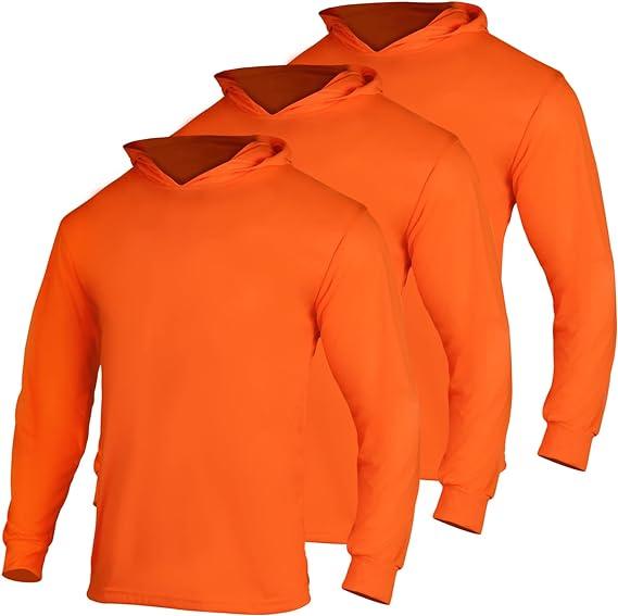 3 SHIRT PACK Hi Vis Long Sleeve Safety Shirt With Hoodie, Quick Dry Polyester Birdeye mesh   Ultra lightweight hoodie shirt Reflective Thin Pullover Long sleeves ( 3 SHIRTS PER ORDER)