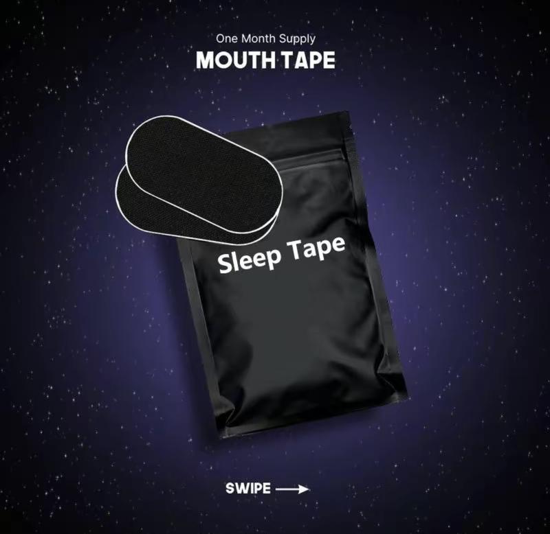 Mouth Tape (30 Pack) Black Soft Grade Fabric, Strong Hypoallergenic Adhesive, sports accessories, One Month 2Supply, Oral Improved Respiratory