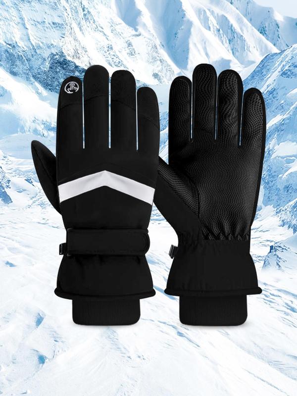 Unisex Windproof & Waterproof Touch Screen Ski Gloves, Casual Solid Color Warm Snowboard Ski Gloves, Touch Screen Waterproof Motorcycle Riding Warm Snow Gloves