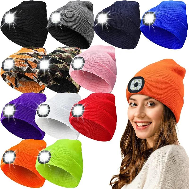 Creative 6 LED Beanie Hats, Unisex Winter Warm Hat for Night Riding fishing Warm Knit Caps Flashlight Head Lamp Cap,washable