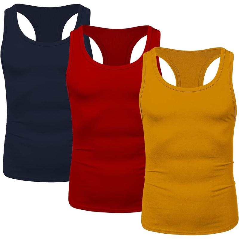 Men's 3 Pack Gym Workout Tank Tops Y-Back Muscle Tee Stringer Bodybuilding Sleeveless T-Shirts