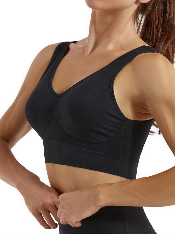 Women's Solid Color Wireless Sports Bra, Breathable Comfortable Backless Running Workout Tank Bra, Women's Lingerie & Underwear for All Seasons