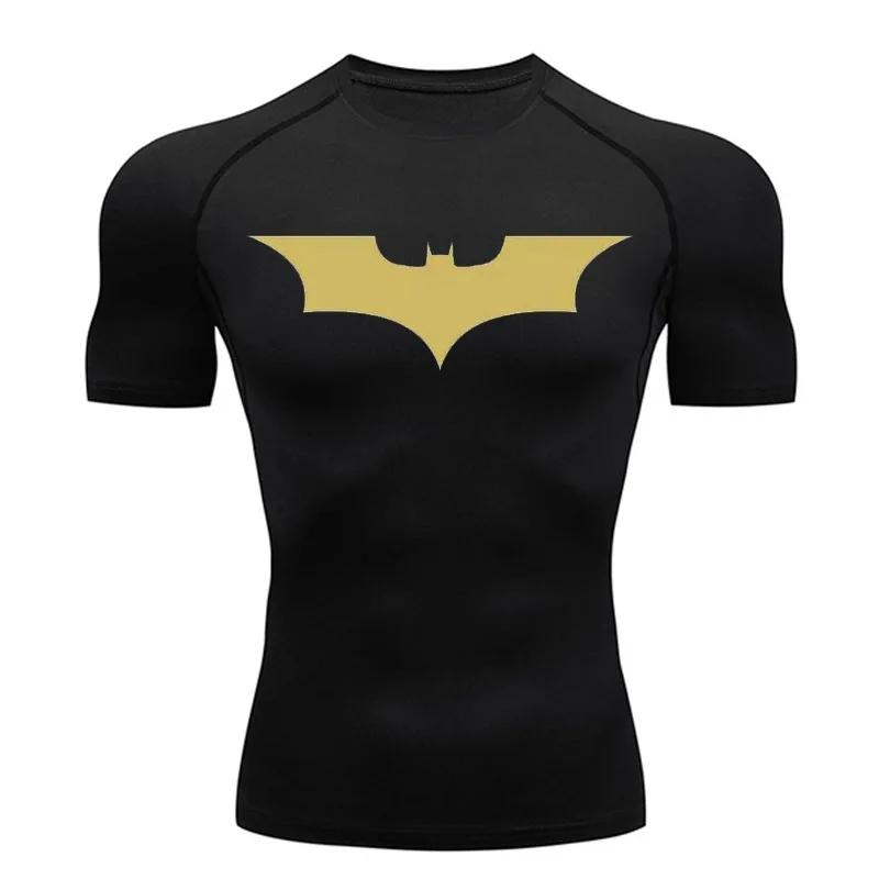 Bat Print Compression Shorts Shirts for Men Summer Short Sleeve Rash Guard Gym Workout Running Tshirt Athletic Quick Dry Tees Tops