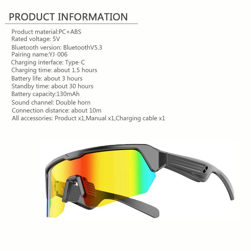 Smart Glasses, Polarized Anti-UV Sunglasses with Voice Assistant, Bluetooth-compatible Glasses for Driving Cycling Outdoor Sports