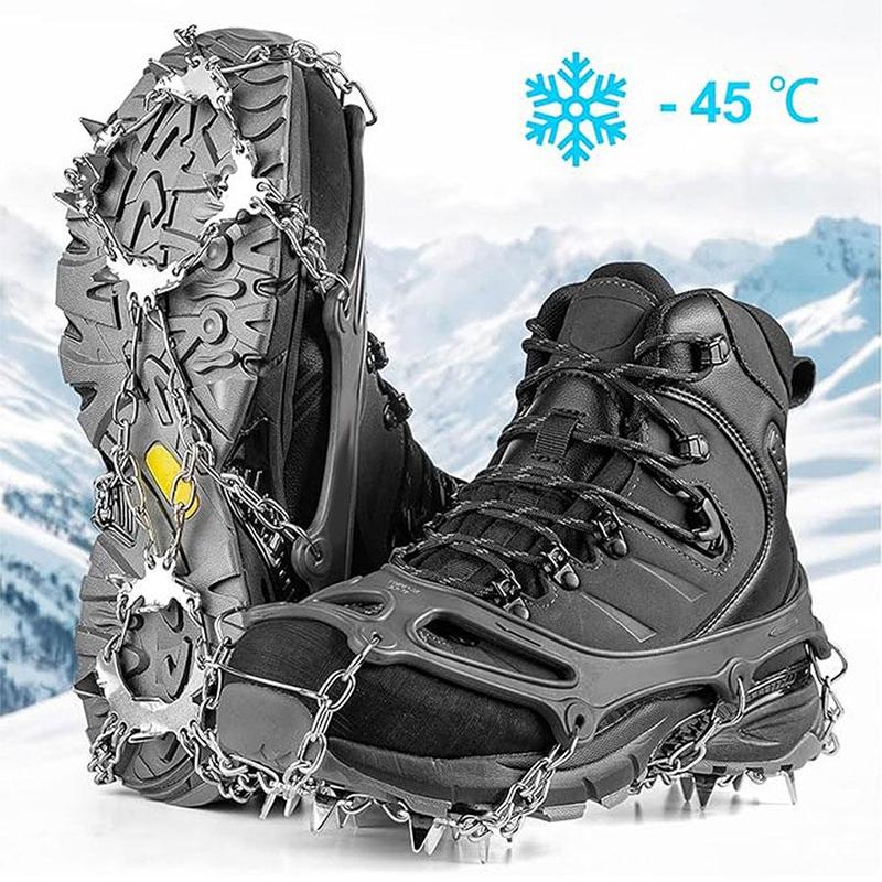 Snowshoeing Bindings, 1 Pair Anti Slip 19 Stainless Steel Spikes Snow Shoe Cleats, Traction Snow Grips for Boots Shoes, Winter Sports Equipment