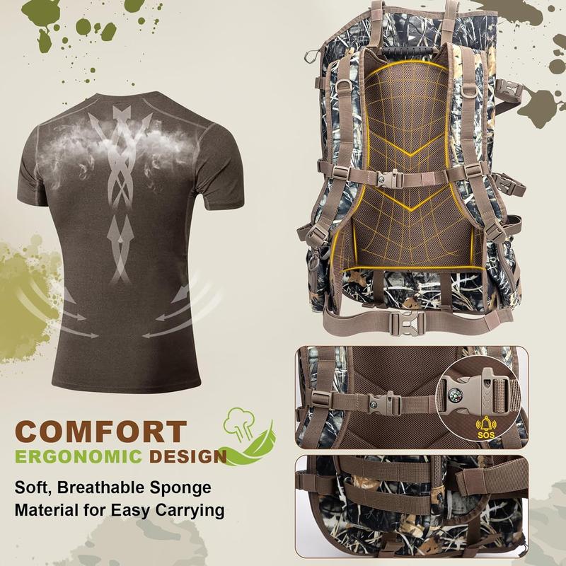 Hunting Backpacks for Men,Saddle Hunting Bag with Bow Holder, Large Compound Bow Hunting Backpack & Duffle Bags