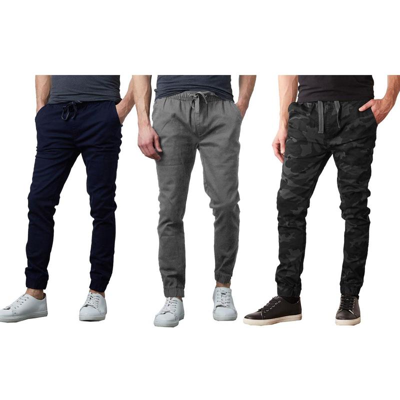 3-Pack Men's Classic Cotton Stretch Twill Jogger Pants