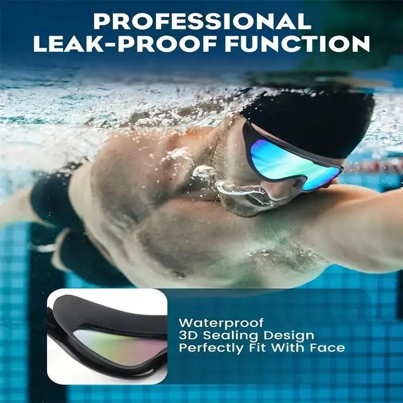 Swim Goggles 2 Pack, Wide View  Swimming Goggles for Audlt, No Leaking Swim Glasses