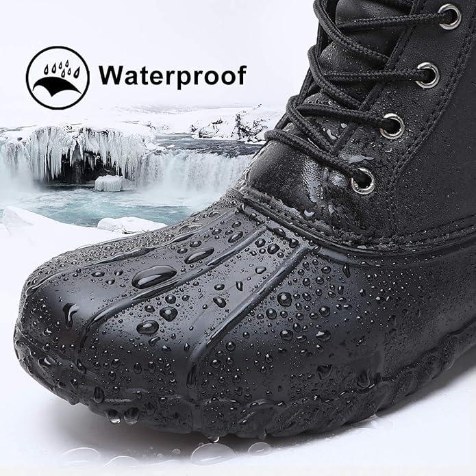 ALEADER Men's Winter Fur-Lined Warm Duck Boots, Waterproof Classic All-match Snow Boots, Suitable for Outdoor Sports Hiking Shoes