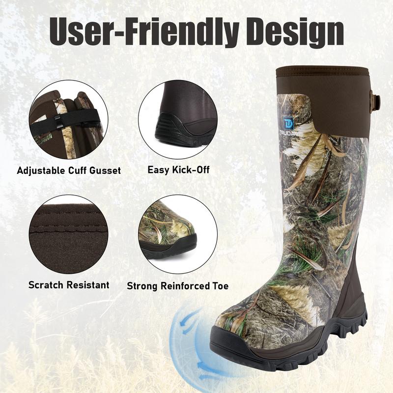 TruDave Hunting Boots for Men, Waterproof Rubber Boots with and Steel Shank, 5mm Neoprene Camo Insulated Durable Outdoor Hunting Boots ，Size 5-14