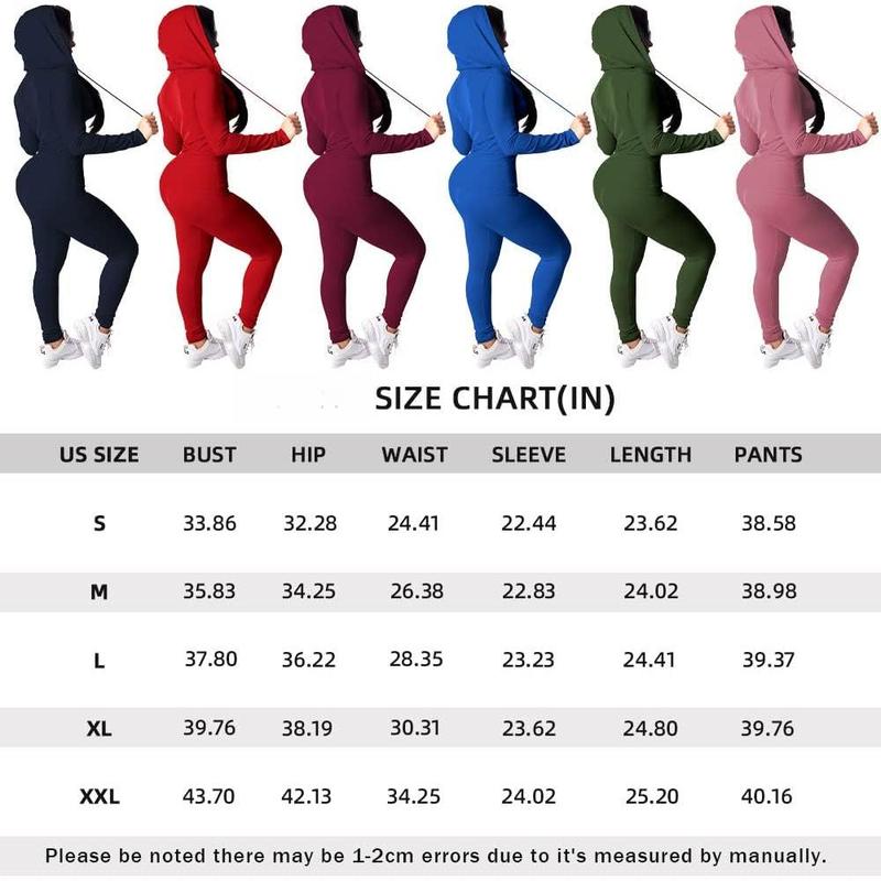 Women Two Outfits Workout Sets Bodycon Tracksuit Long Sleeve Zip Up Hoodie Jacket Jogger Matching Sweat Pants Set