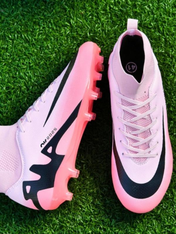 Women's Colorblock Lace Up Soccer Shoes, Professional High Top Football Cleats, Non-slip & Wear-resistant Football Shoes for Training & Competition