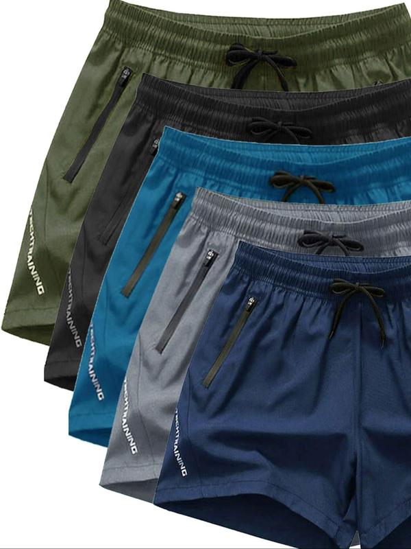 Men's Solid Drawstring Waist Sports Shorts, Casual Comfort Quick Drying Pocket Beach Shorts for Summer, Breathable Men's Shorts for Outdoor Activities