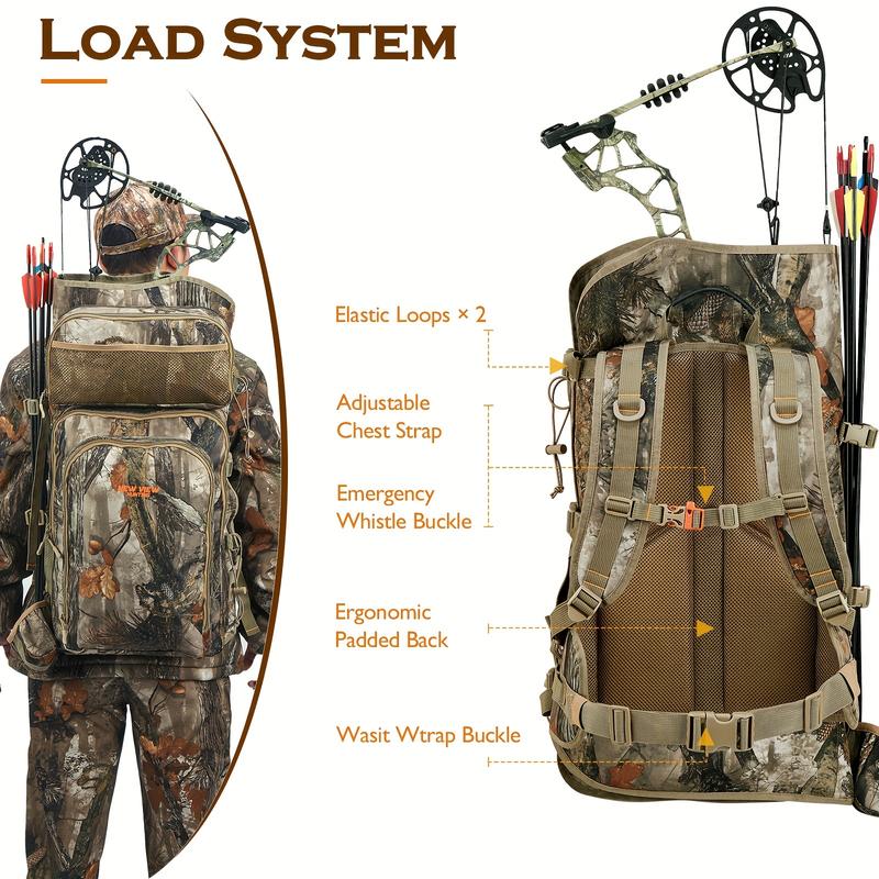 Camo Bow Hunting Backpack for Men and Women, Saddle Hunting Back Pack with Bow Holder, Elk and Deer Hunting Bag