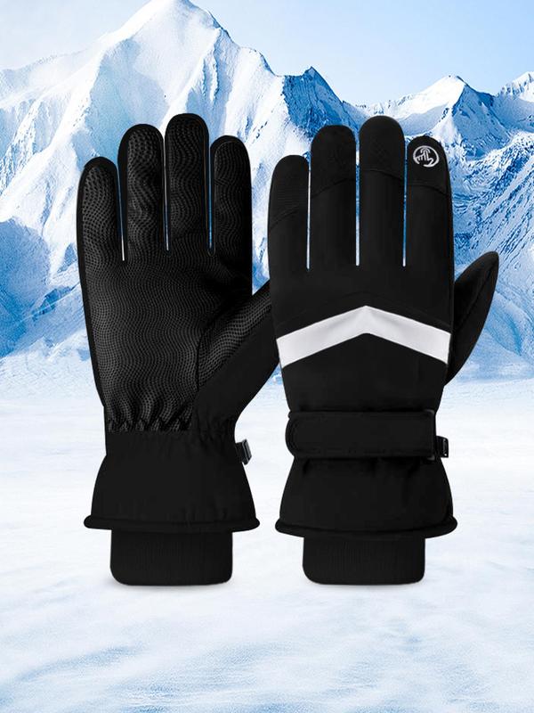 Unisex Windproof & Waterproof Touch Screen Ski Gloves, Casual Solid Color Warm Snowboard Ski Gloves, Touch Screen Waterproof Motorcycle Riding Warm Snow Gloves