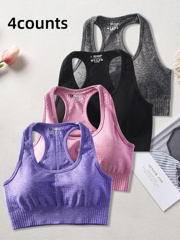 Women's Solid Sports Vest, Breathable Comfortable Detachable Pad Sports Bra, Workout Sets Women, Ladies Workout Gym Yoga Top for Summer