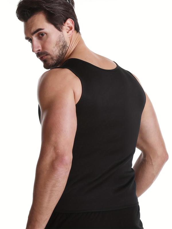 Men's Solid Zipper Sports Vest, Tight Sporty Round Neck Compression Tank Top, Men Sports Clothing for Workout Gym Exercise