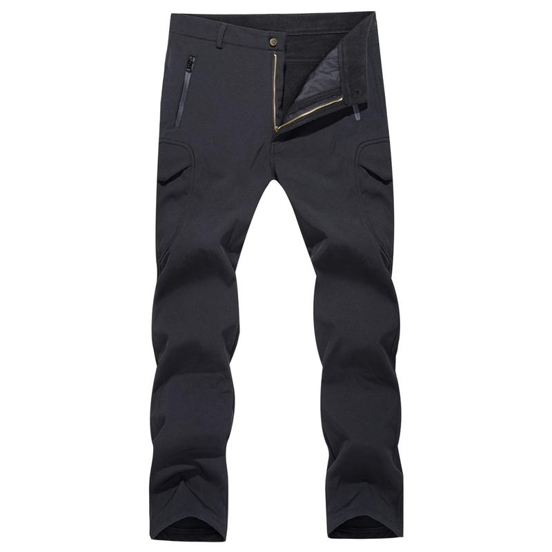 Men's Winter Pants Water Resistant Fleece Lined Snowboard Ski Pants Softshell Tactical Pants with Multi-Pockets