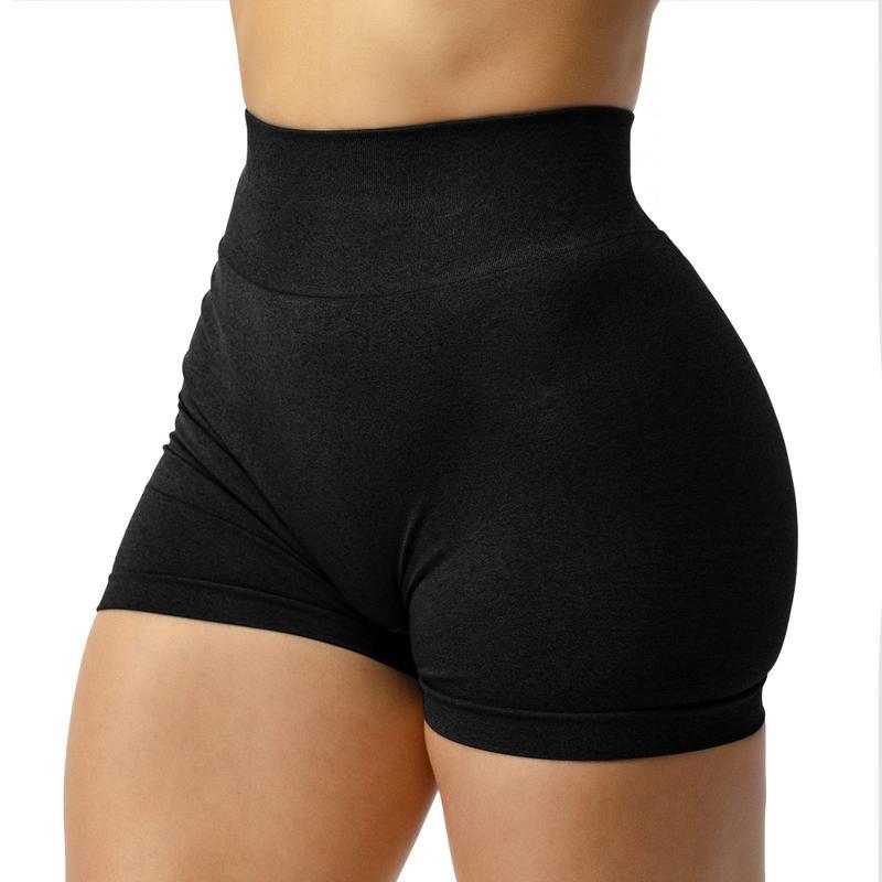 Women's high waist belly suction moisture wicking perspiration breathable, double belt. Squat protective running Yoga fitness body tight seamless high spring sports shorts Women's High