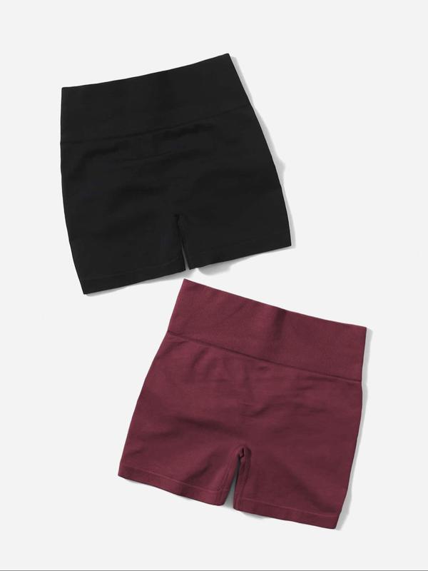 Women's 2pcs Solid Ruched High Waist Sports Shorts, Gym Shorts, Casual Comfy Breathable High Stretch Seamless Shorts for Yoga Gym Workout Running, Gym Shorts, Women Sport & Outdoor Clothing for Summer
