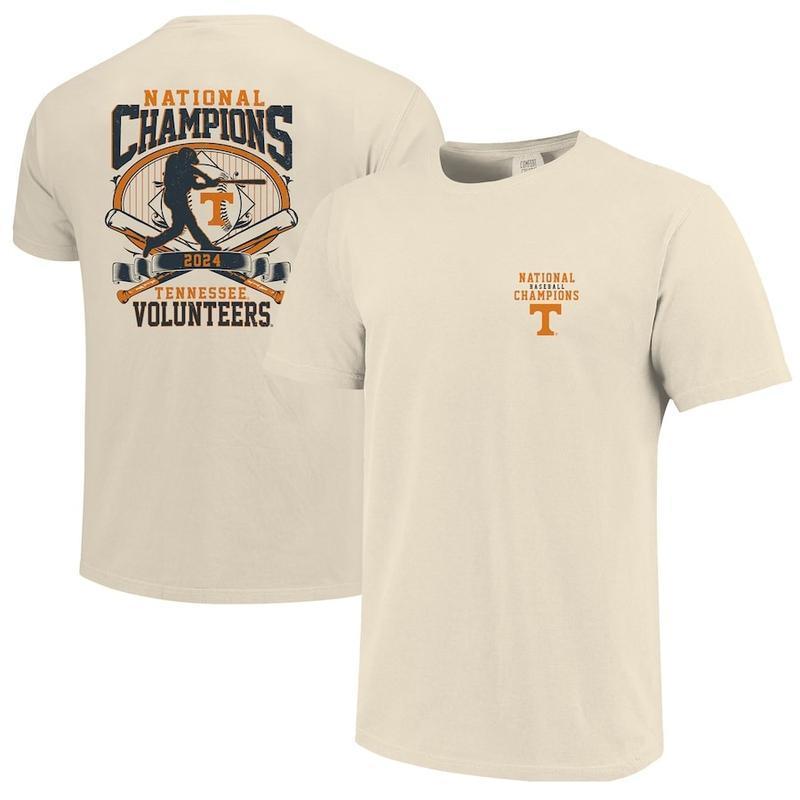 Men's Natural Tennessee Volunteers 2024 NCAA, Men's Baseball College World Series Champions Swing T-Shirt, Graphic Tee, Tshirt for Men, Women, Sport Tee