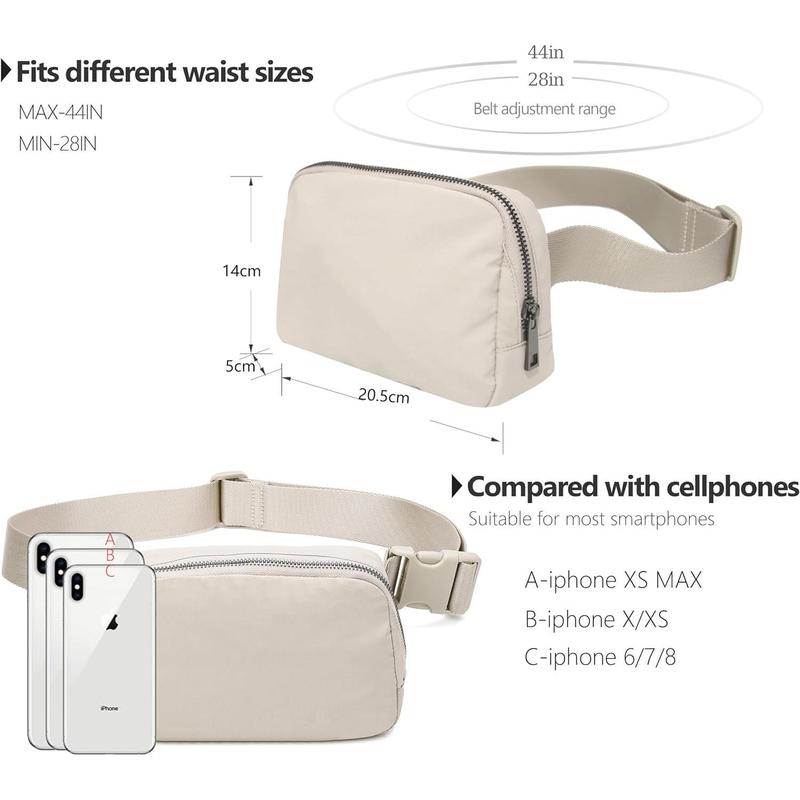 Fanny Belt Bag Waist Pack Crossbody Bags Bum Bag for Running Hiking Travel Workout Adjustable Strap for Women -beige