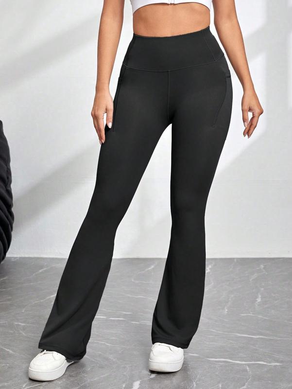 Arsoxy Women Flare Leg Leggings with Pockets, High Waisted Tummy Control Yoga Pants for All-Season Wear