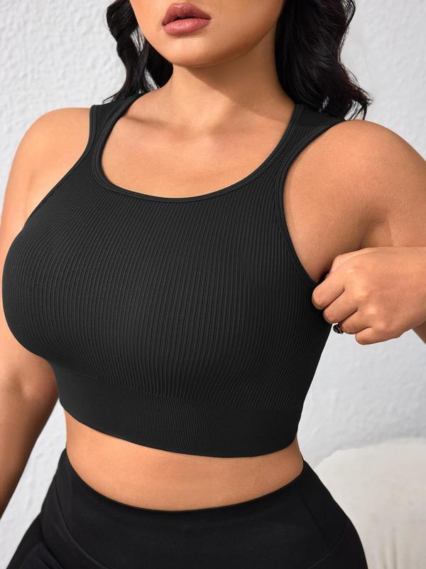  Solid Sports Bra, Breathable Comfortable Tight-fitting Sports Bras, Women's Sport & Outdoor Clothing for Indoor Outdoor Wear