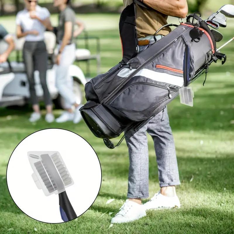 Golf Club Cleaning Brush, 1 Count Double-sided Brush with Protective Cover & Carabiner, Golf Accessories for Golf Club Groove Cleaning