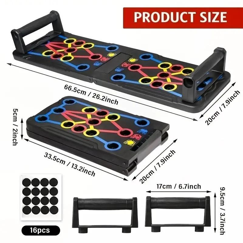 Push Up Board for Men & Women with Silicon Handles, Color Coded Muscle Target Zones Home Gym Equipment Foldable Strength Training Workout Equipment