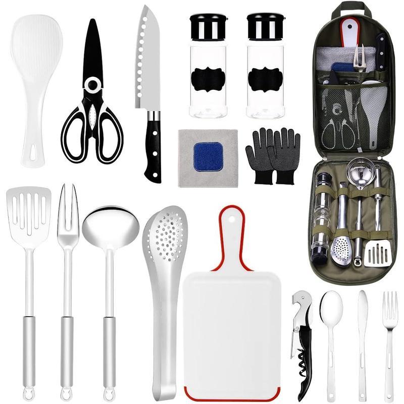 Camping Essentials Camping Accessories Gear Must Haves Camper Tent Camping Kitchen Rv Cooking Set Camping Cooking Utensils Set Supplies Gadgets Outdoor Stove Portable Picnic Gifts BBQ Stuff