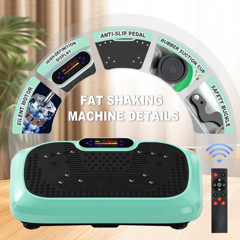 HOTWAVE Vibration Plate Gym Machine - Full Body Vibration Platform for Lymphatic Drainage - Home Training Equipment with Resistance Bands, 120 Levels