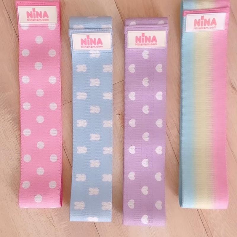 *COMPLETE SET of 4 BUNNIEBANDS* Hip Circle Glute Loop Resistance Bands - ALL Set of 4 Custom Lengths - Pink-Light, Blue-Medium, Lavender-Heavy, Rainbow-Extra Heavy